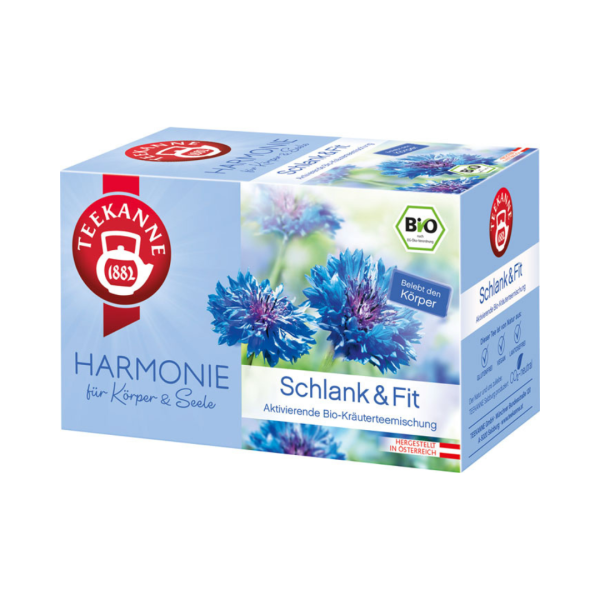 Teekanne Harmonie Bio Schlank & Fit, aktivierende Kräuterteemischung, 20 Teebeutel im Kuvert